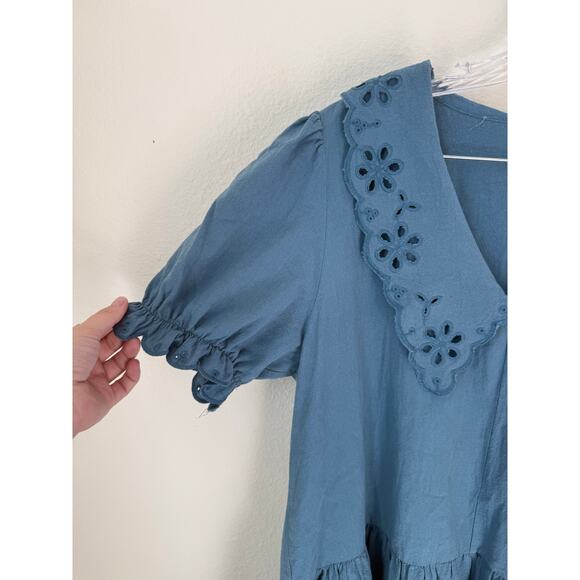 Tuckernuck x Pomander Place French Blue Kit Eyelet Drop Waist Dress Medium - Picture 5 of 8